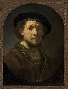 REMBRANDT Harmenszoon van Rijn Bust of a man wearing a cap and a gold chain. Germany oil painting artist